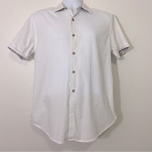 Robert Graham Mens Size Medium White Shortsleeve Shirt